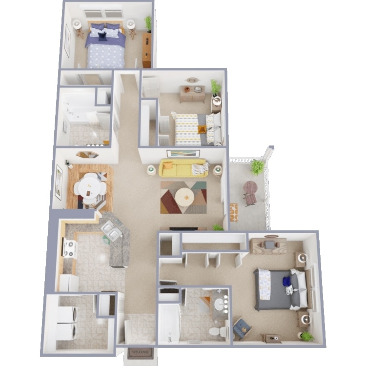 Floor Plan - 3 Bed 2 Bath