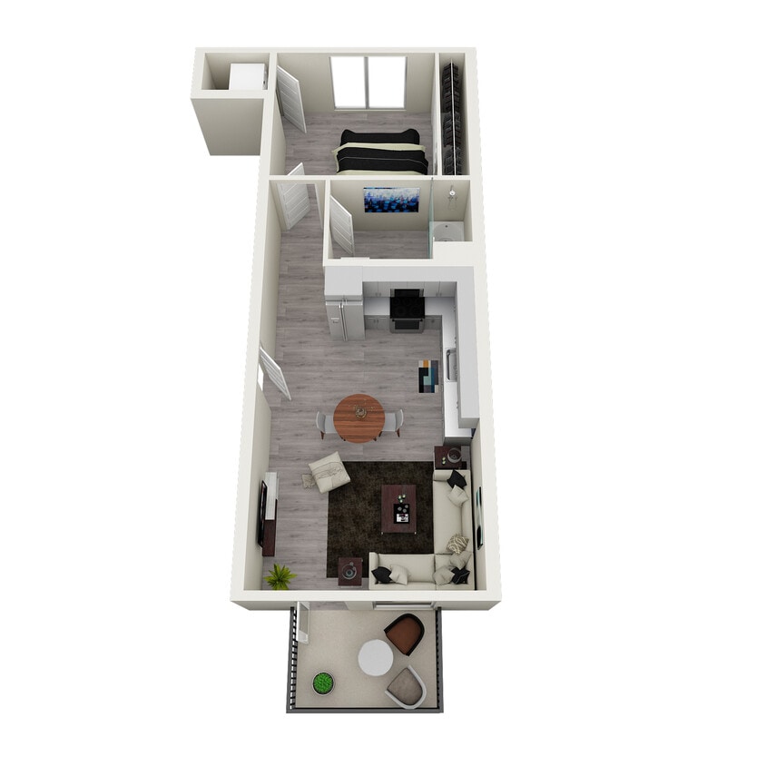 One Bed, One Bath 670-692 sq ft 1-B1 - 1x1 B.1