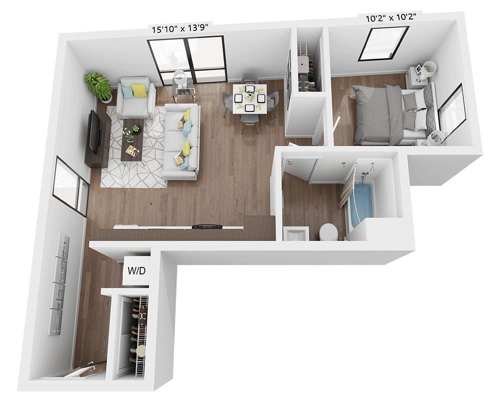 Floor Plan - One Bedroom A1C