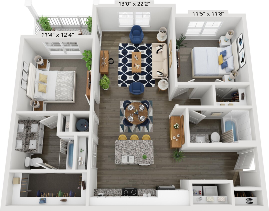 Floor Plan - 2 Bedroom 2 Bathroom