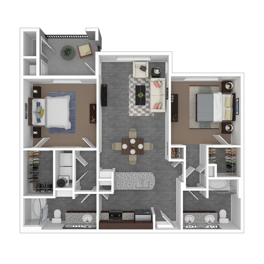 Floor Plan - 2 Bed 2 Bath 1178 SqFt (1071 Net)