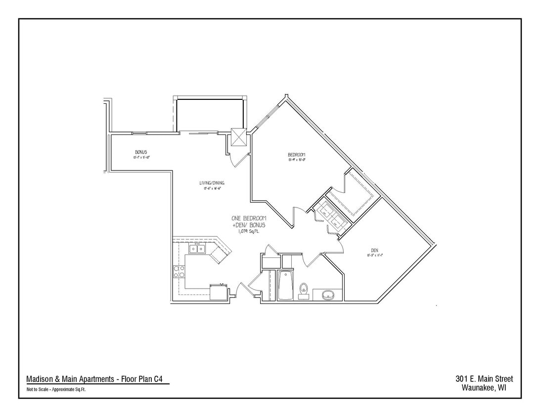 Floor Plan - 1Bed/1Bath + Den C4