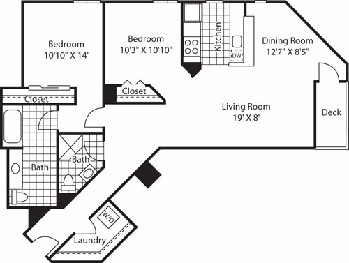 Floor Plan - 2 Bed NW- Park View