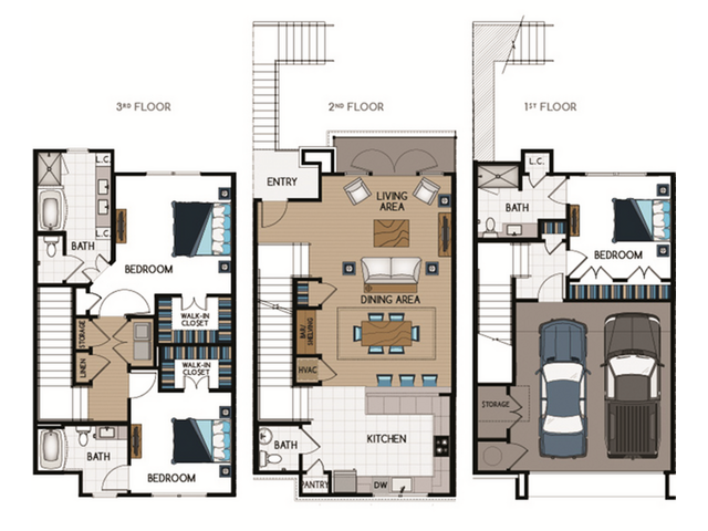C4TH Floorplan - 3 Bed, 3.5 Bath Townhome