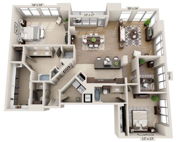 Floor Plan - B2.5D- Renovated
