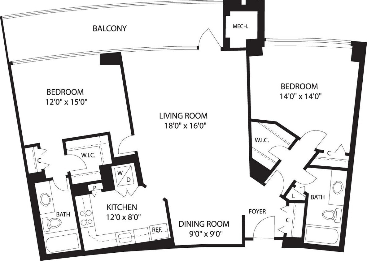 Floor Plan - 2 Bedrooms H