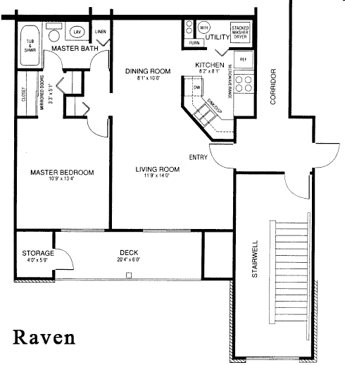 Raven - One Bedroom/One Bathroom - 662 Sq. Ft.