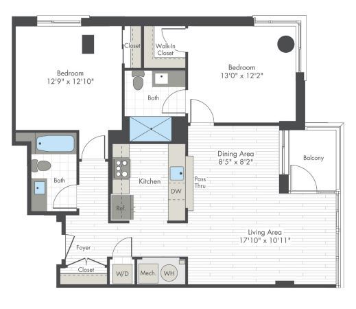 Floor Plan - 2 Bed/2 Bath-S
