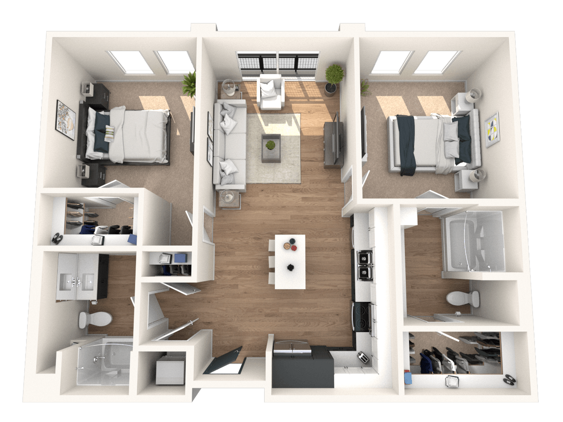 Floor Plan - 2BR/2BA B1