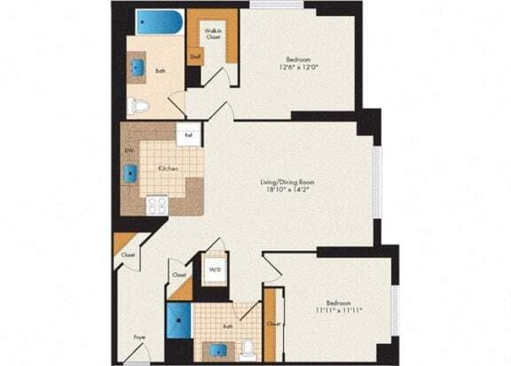 Floor Plan - Judson - 2 Bed 2 Bath