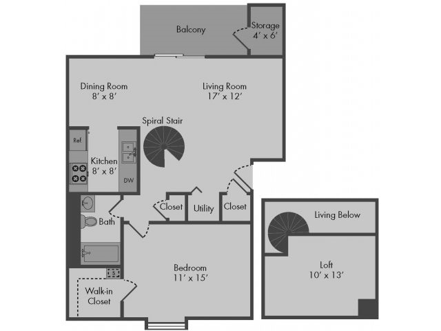 1BR/1BA LOFT - 1 bed 1 bath loft reno wbloftr - Ash