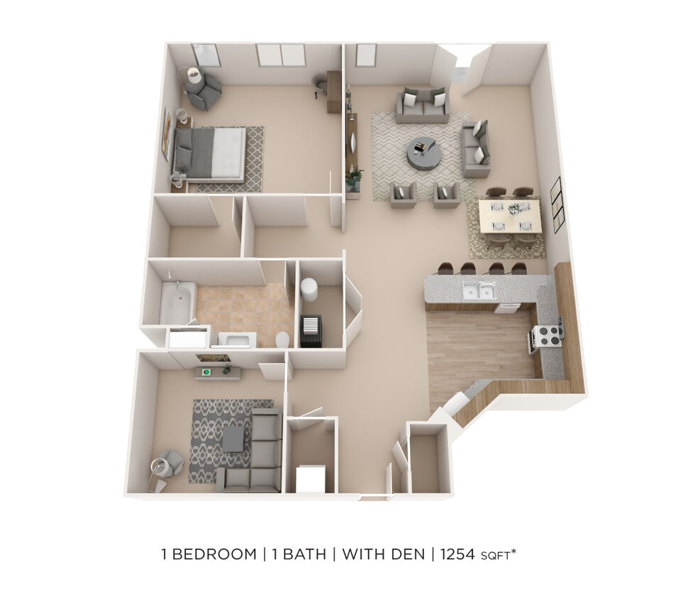Floor Plan - One Bedroom- 1254 sqft