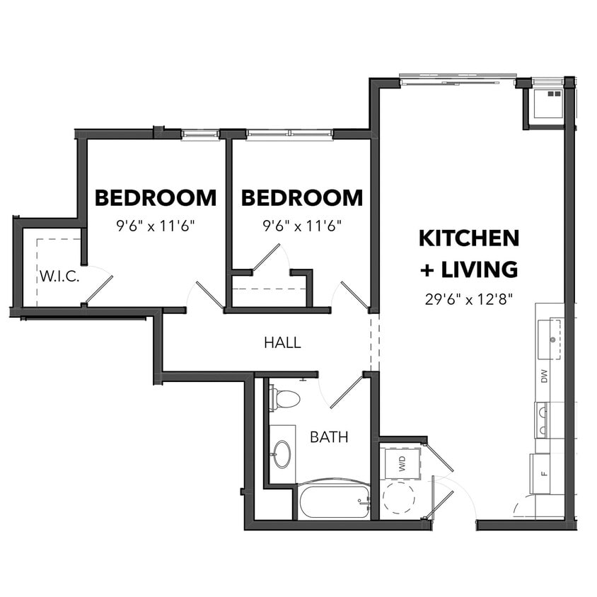 Floor Plan - The Two Bedroom 1 (Blue)