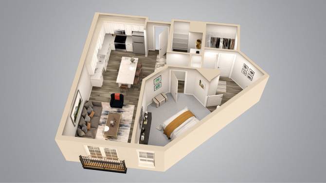 Floor Plan - One Bedroom One Bath