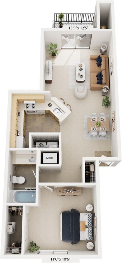 Floor Plan - One Bedroom Modified