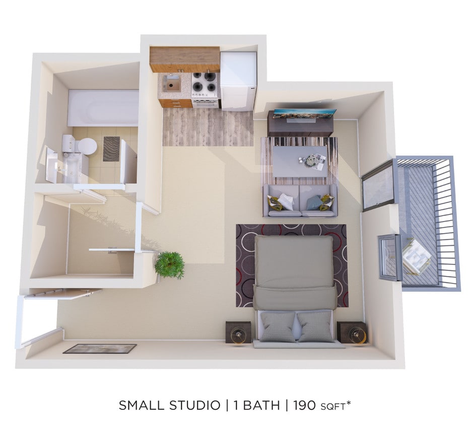 Floor Plan - Studio - 190 sqft