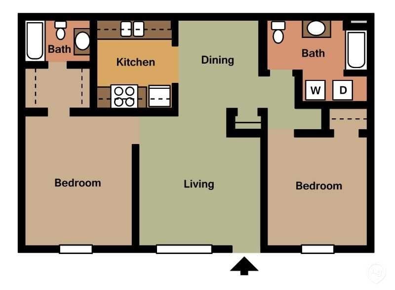 Floor Plan - 2Bed - 2Bath