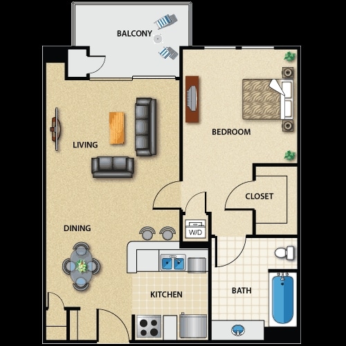 Plan B1 - Plan B 1 Bed 1 Bath