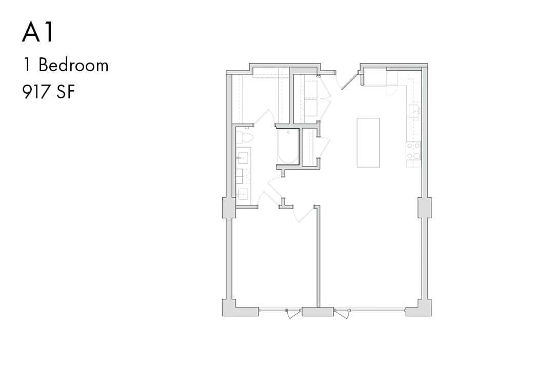Floor Plan - A1 1 Bedroom