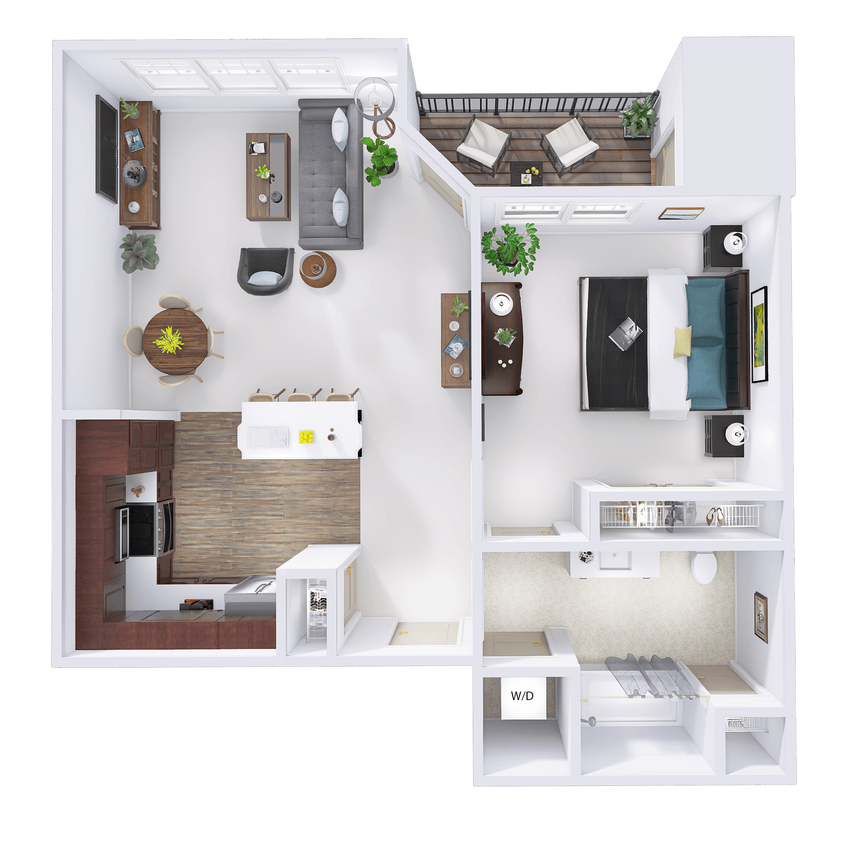 Floor Plan - CrossTown - H1 - 1 Bed - 1 Bath
