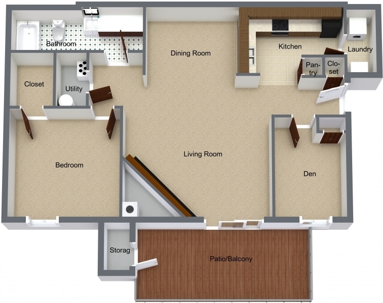 1BR, 1BA - 891 SF - Cedar- Apartment