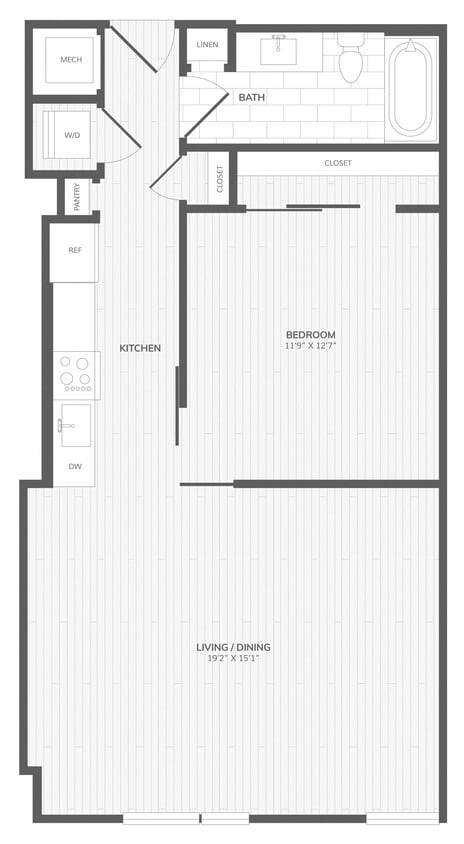 Floor Plan - 1 Bed/1 Bath Medley Penthouse