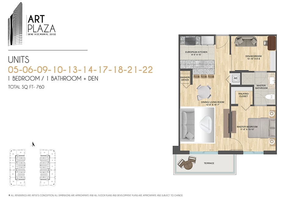 Floor Plan - 1 bed + Den