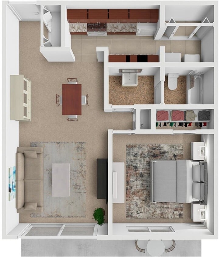 Floor Plan - 1 Bed 1 Bath