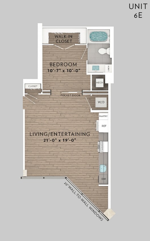 Floor Plan - 6E 1 Bed 1 Bath