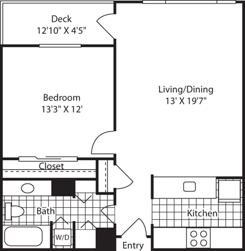 Floor Plan - 1 Bed 304-1604