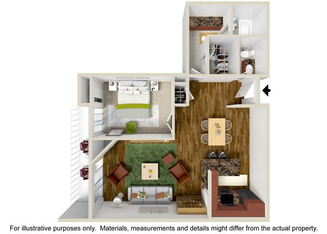 Floor Plan - 1 Bedroom 1 Bath