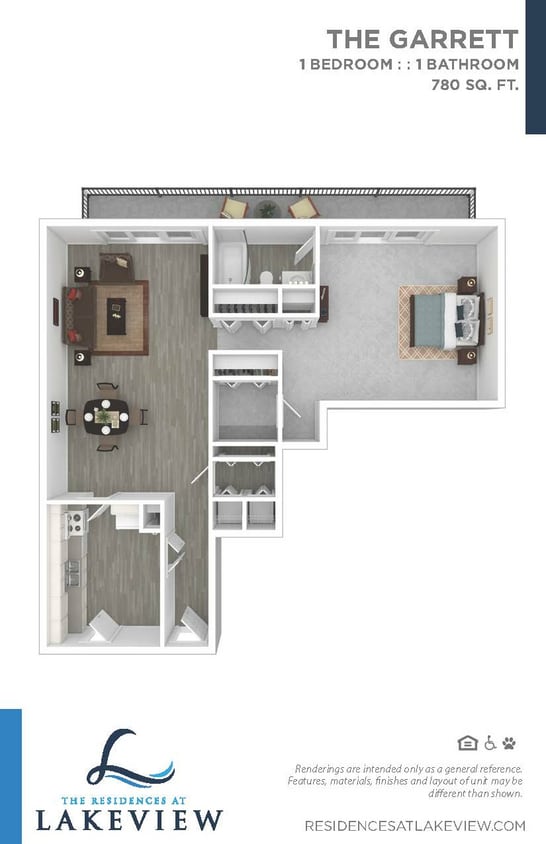 Residences at Lakeview Garrett Floor Plan.jpg - 1 Bedroom 1 Bathroom