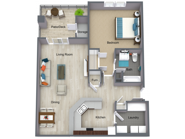 ONE BEDROOM - Floorplan A - 1x1 A