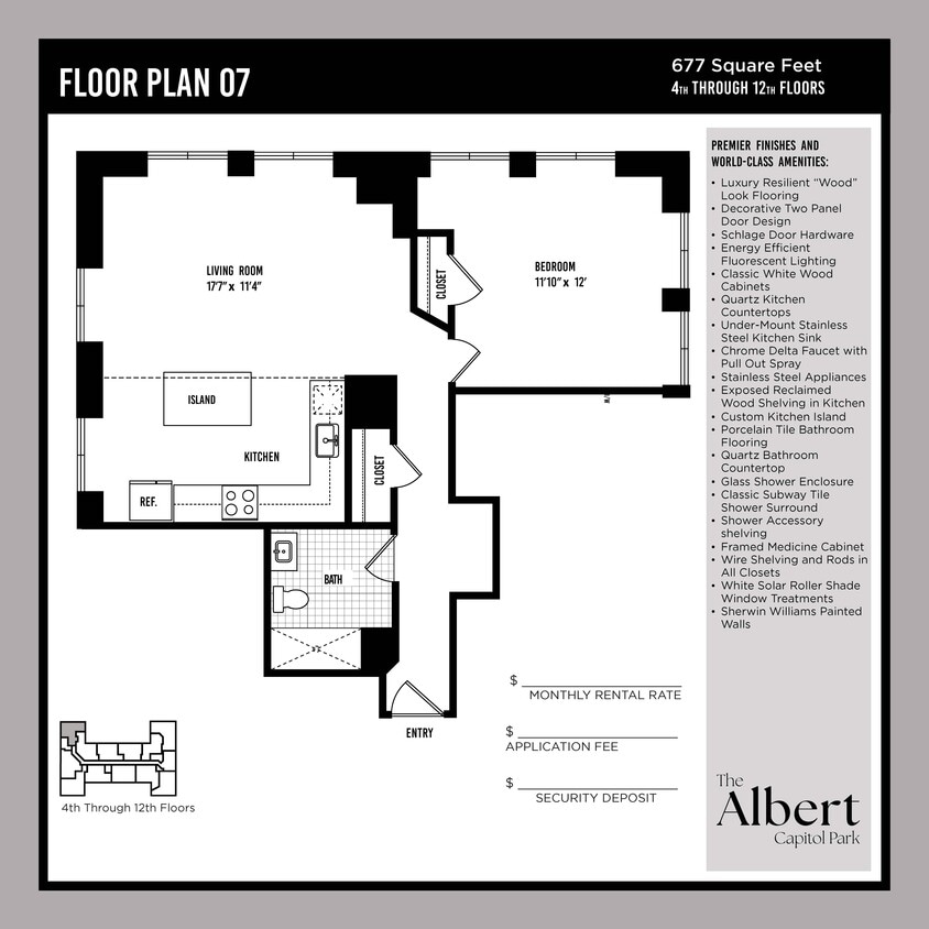 Floor Plan - 1 Bedroom Unit - A7