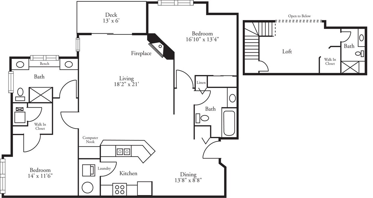 Floor Plan - Lofts - 2 Bed, 3 Bath Augusta w/ Loft
