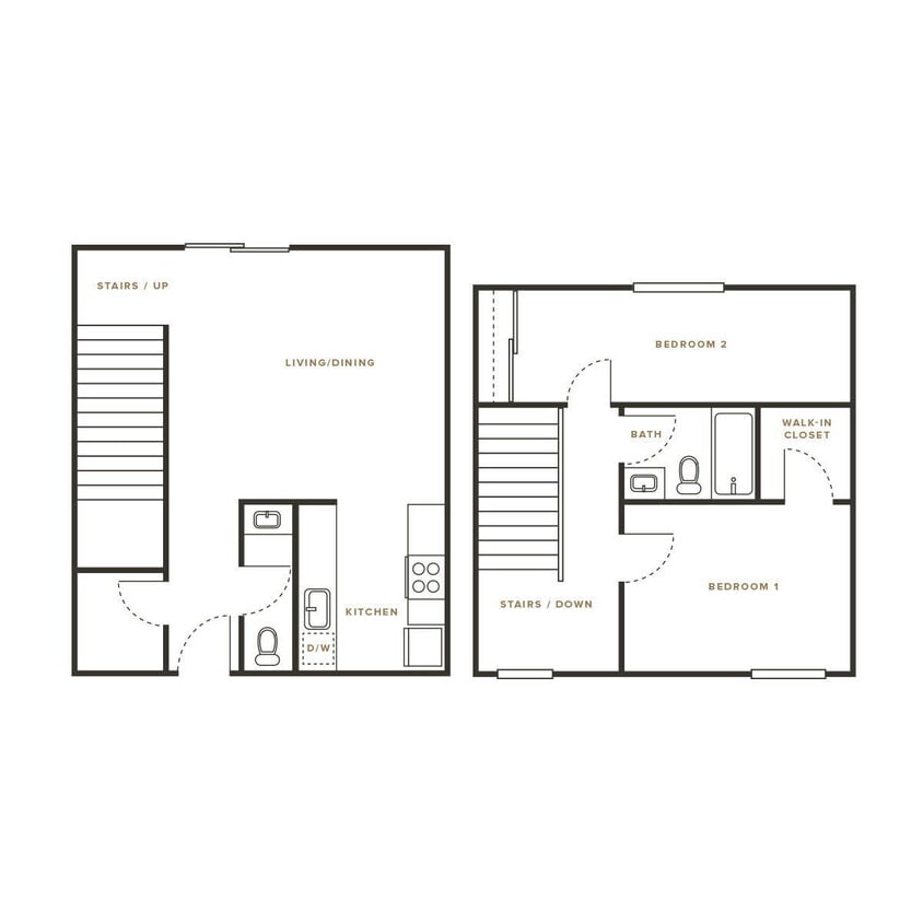 Floor Plan - 2 Bed, 1.5 Bath B Townhome - 1307 Mt Pisgah