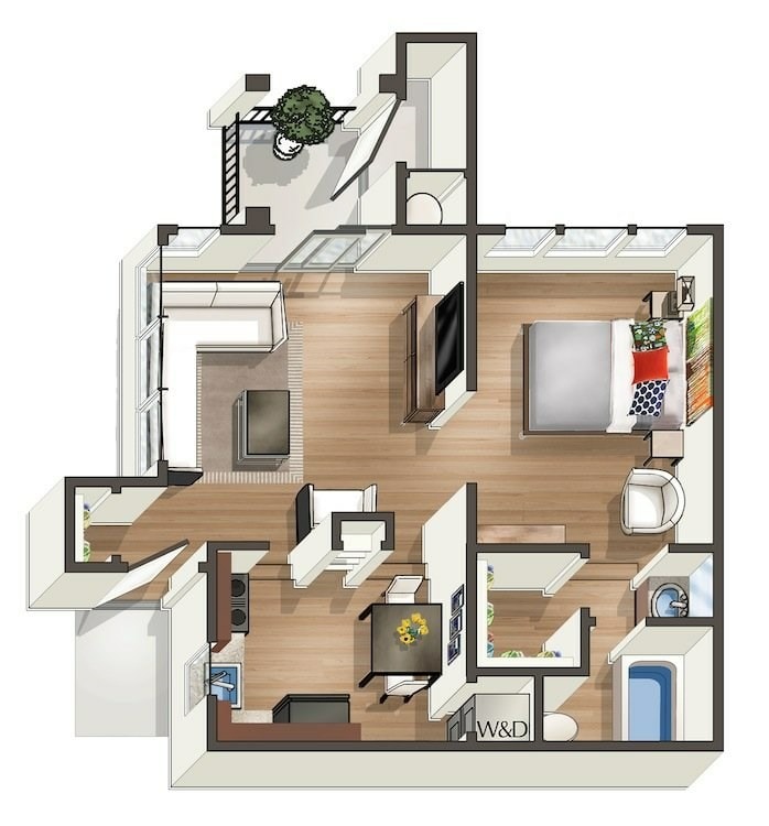 A1_1Bed_1Bath_519 Sq Ft - A1 - 1 Bedroom, 1 Bathroom