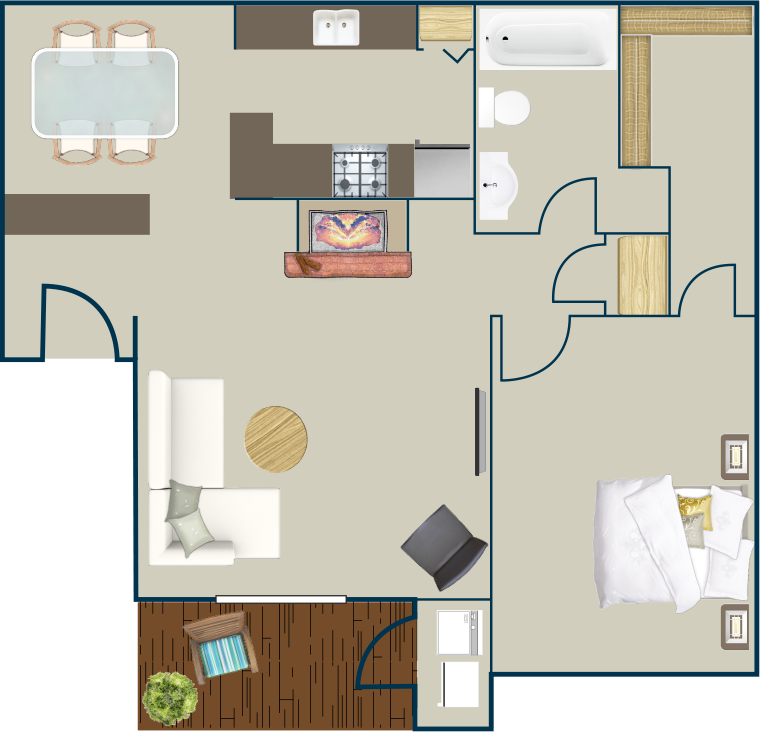 CP Waterfront - *B - 1 Beds - 1 Baths - 733 Sq. ft. - B