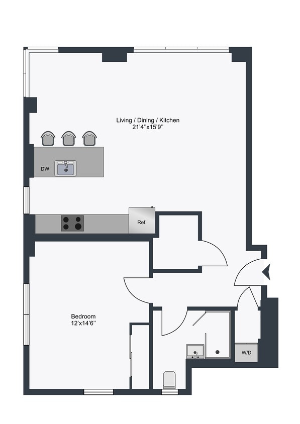 Floor Plan - 1 Bedroom 1 Bathroom