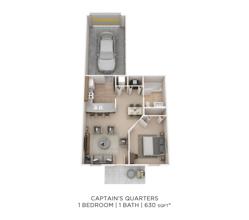 Floor Plan - One Bedroom - 630 sqft