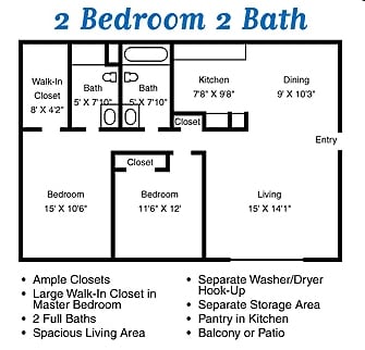 2BR/2BA - 2 Bed / 2 Bath