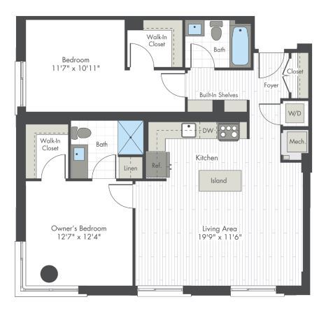 Floor Plan - 2 Bed/2 Bath-O
