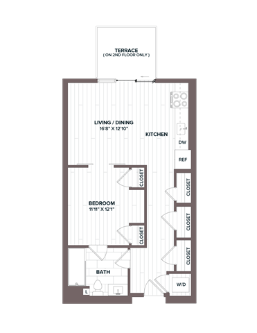 Floor Plan - 1 Bed/1 Bath - A7 Bldg D