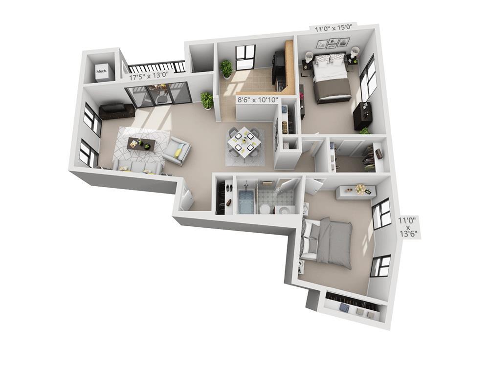 Floor Plan - Garden (2 Bedroom Outside)