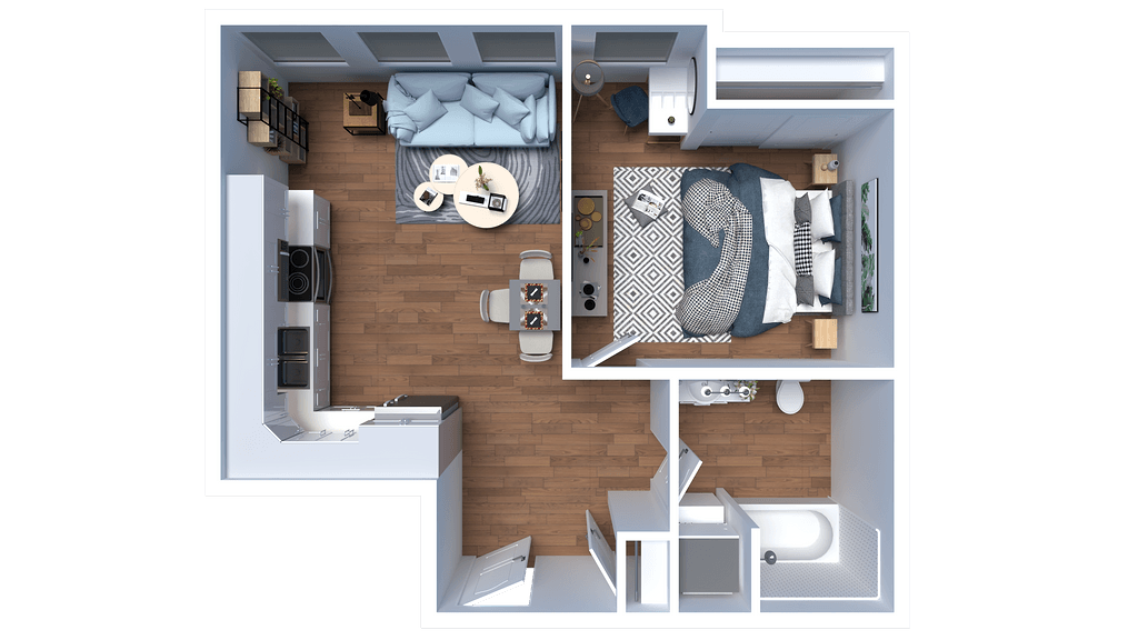 Floor Plan - M - 1 Bed 1 Bath