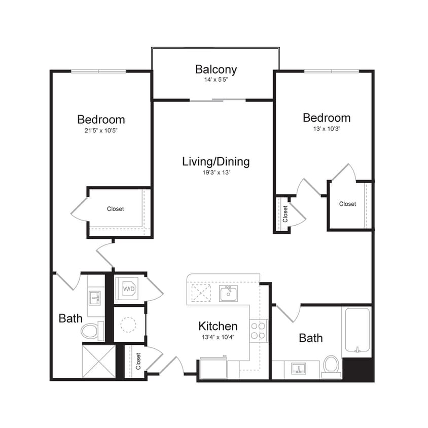 Floor Plan - Two Bedroom/Two Bath (B5)