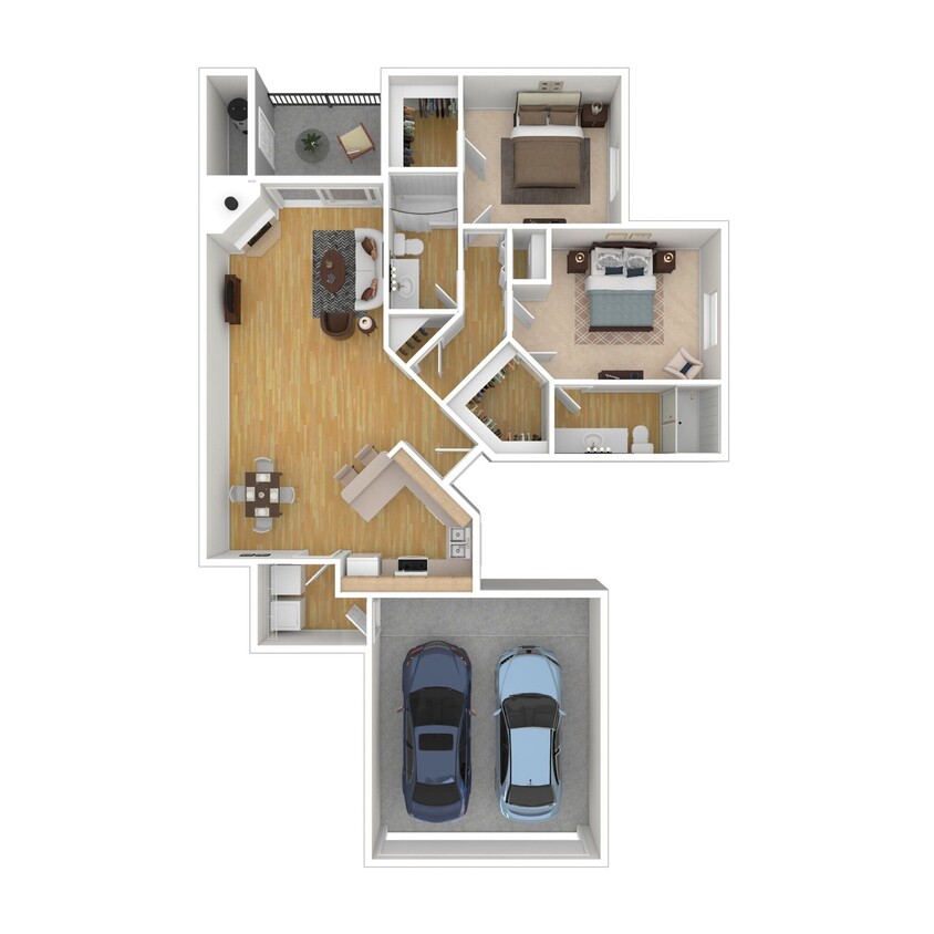 Floor Plan - 2 Bed 2 Bath 2-car Garage 1245 SqFt (1142 Net)