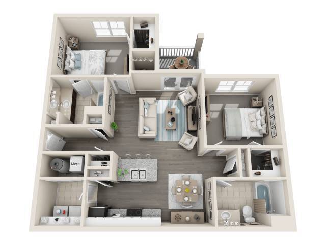 Floor Plan - 2 Bed 2 Bath