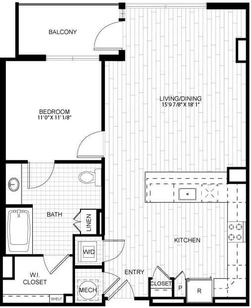 Floor Plan - 1 Bed/1 Bath-T_A05 ANSI