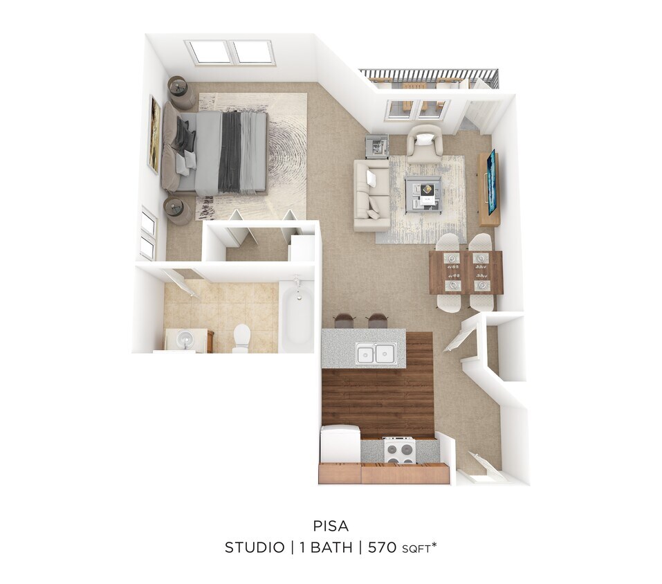 Floor Plan - Studio-570 sqft